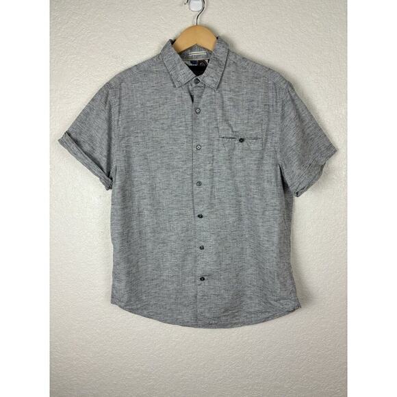Cactus Man Ricky‎ by Singh Mens Button Up Shirt Size L Gray Paisley Short Sleeve - Picture 1 of 7